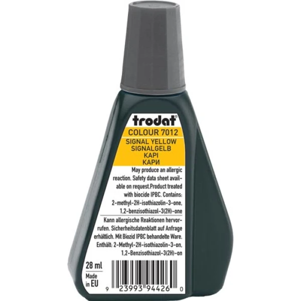 Trodat 7012 Μελάνι Σφραγίδας Signal Yellow (Κίτρινο Βαθύ) σε μπουκαλάκι 28ml για όλους τους τύπους ταμπόν Trodat.