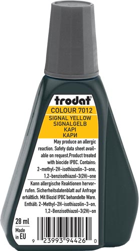 Trodat 7012 Μελάνι Σφραγίδας Signal Yellow (Κίτρινο Βαθύ) σε μπουκαλάκι 28ml για όλους τους τύπους ταμπόν Trodat.
