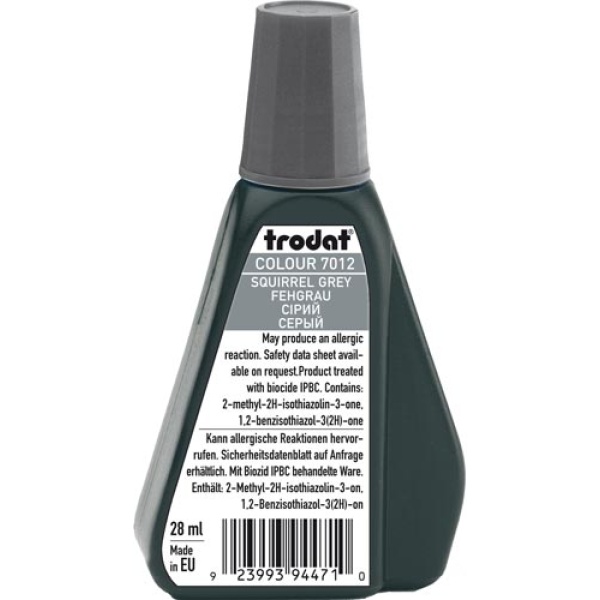 Trodat 7012 Μελάνι Σφραγίδας Squirrel Grey (Γκρι) σε μπουκαλάκι 28ml για όλους τους τύπους ταμπόν Trodat.