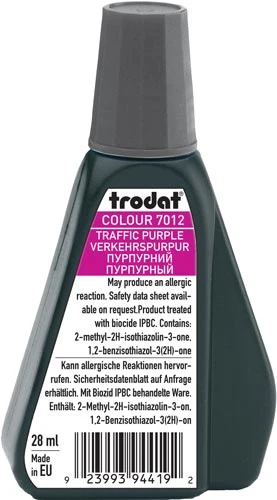 Trodat 7012 Μελάνι Σφραγίδας Traffic Purple (Φούξια μωβ) σε μπουκαλάκι 28ml για όλους τους τύπους ταμπόν Trodat.