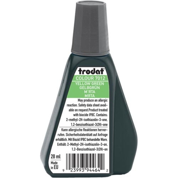 Trodat 7012 Μελάνι Σφραγίδας Yellow Green (Πράσινο Φωτεινό) σε μπουκαλάκι 28ml για όλους τους τύπους ταμπόν Trodat.