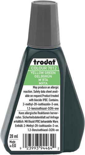 Trodat 7012 Μελάνι Σφραγίδας Yellow Green (Πράσινο Φωτεινό) σε μπουκαλάκι 28ml για όλους τους τύπους ταμπόν Trodat.
