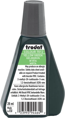 Trodat 7012 Μελάνι Σφραγίδας Yellow Green (Πράσινο Φωτεινό) σε μπουκαλάκι 28ml για όλους τους τύπους ταμπόν Trodat.