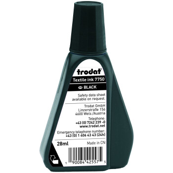 Trodat 7750 Μελάνι Υφάσματος Μαύρο σε μπουκαλάκι 28ml για χρήση με άχρωμα ταμπόν Trodat.