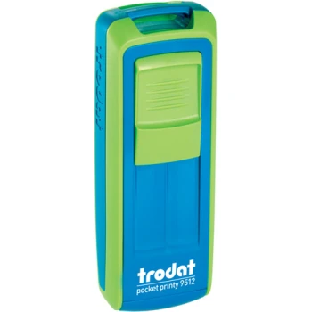 Σφραγίδα Trodat Pocket Printy 9512 Τσέπης Πράσινη με Μπλέ για κατασκευή σφραγίδας έως 5 γραμμών κειμένου.