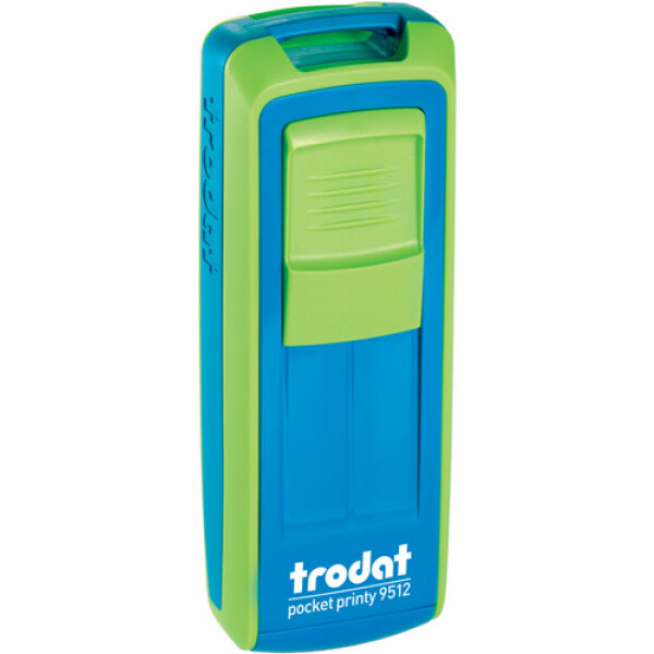 Σφραγίδα Trodat Pocket Printy 9512 Τσέπης Πράσινη με Μπλέ για κατασκευή σφραγίδας έως 5 γραμμών κειμένου.