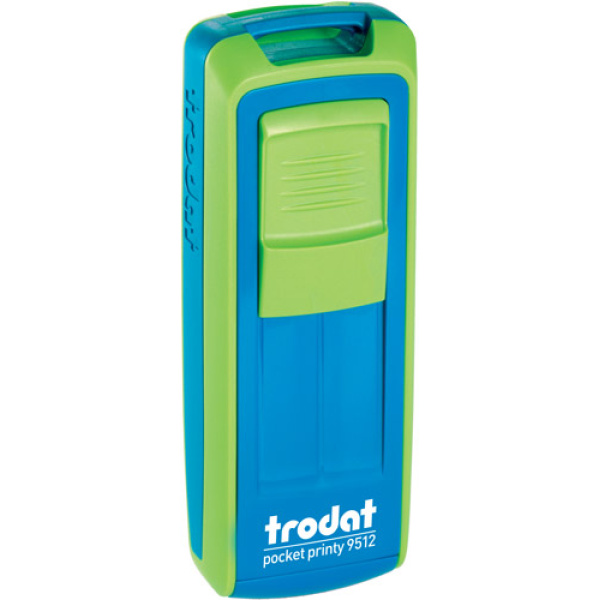 Σφραγίδα Trodat Pocket Printy 9512 Τσέπης Πράσινη με Μπλέ για κατασκευή σφραγίδας έως 5 γραμμών κειμένου.