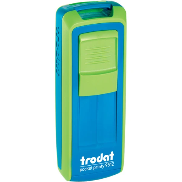 Σφραγίδα Trodat Pocket Printy 9512 Τσέπης Πράσινη με Μπλέ για κατασκευή σφραγίδας έως 5 γραμμών κειμένου.