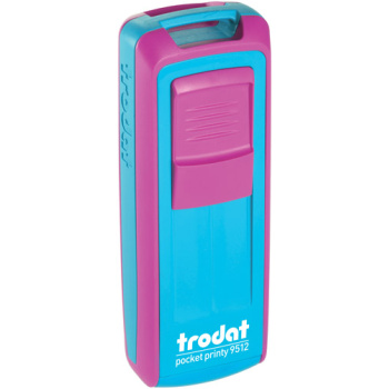 Σφραγίδα Trodat Pocket Printy 9512 Τσέπης Φούξια με Τυρκουάζ για κατασκευή σφραγίδας έως 5 γραμμών κειμένου.