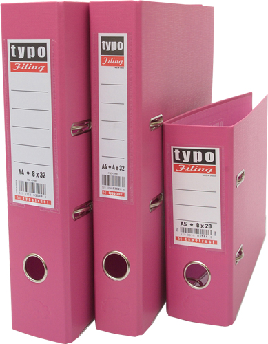 Κλασέρ Ροζ Typo 8x32cm Πλαστικό PP με μηχανισμό 2 κρίκων