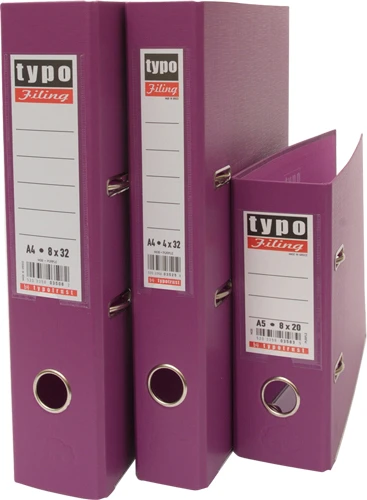 Κλασέρ Μωβ Typo 8x32cm Πλαστικό PP με μηχανισμό 2 κρίκων